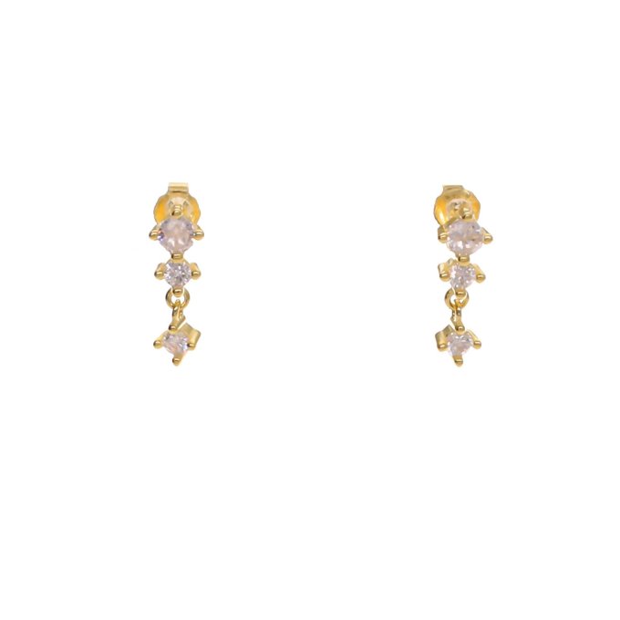 BOUCLES D'OREILLES 3 ZIRCONIUMS OR